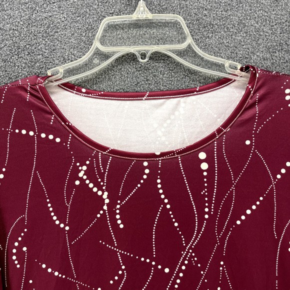 Womens Top Blouse Plus Size Red Wine Relaxed round neck 3/4 Sleeve thin fabric - Picture 3 of 12